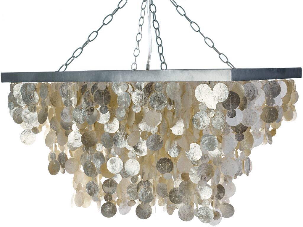 Rectangular Capiz Seashell Rain Drop Pendant Lamp - product view 1