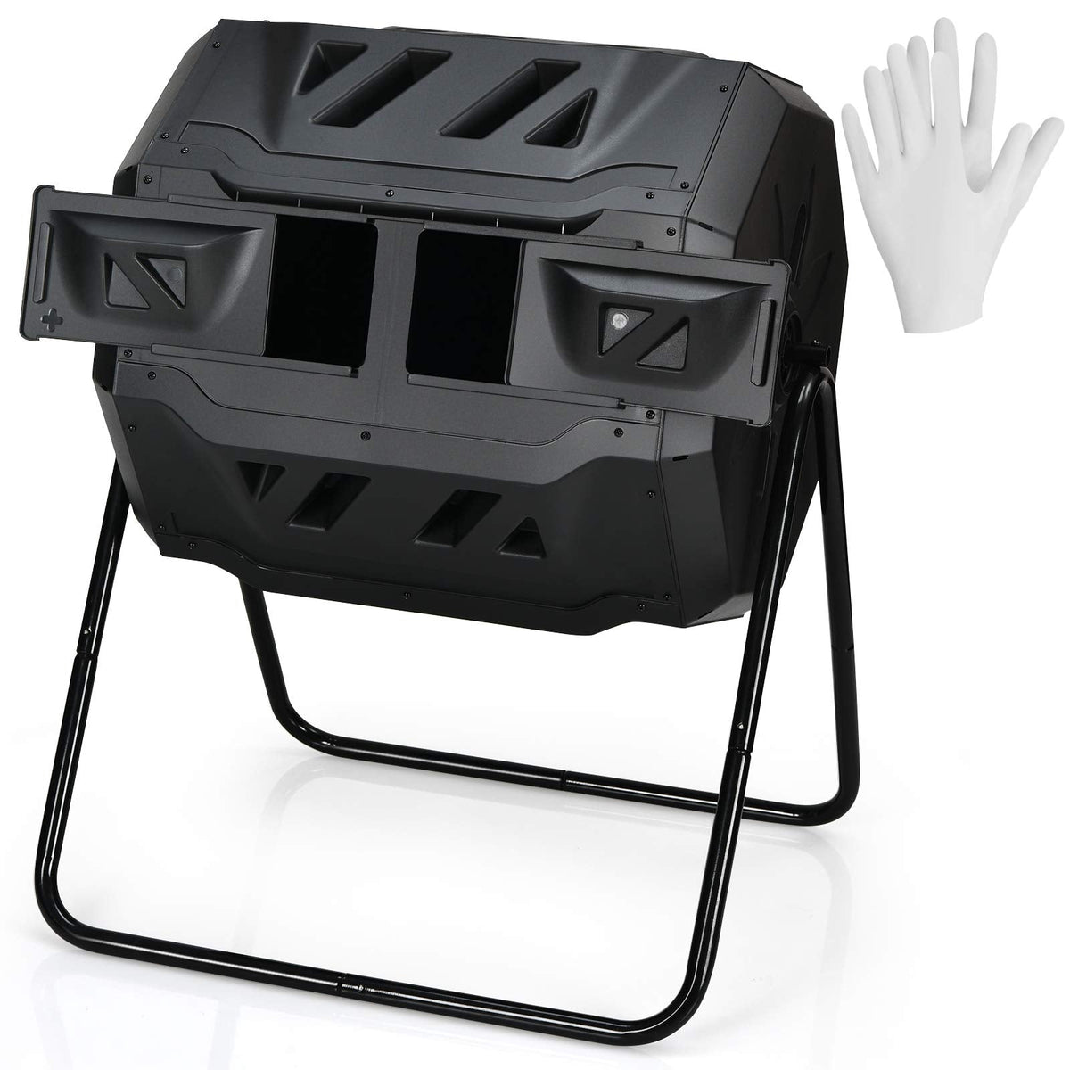 43 Gallon Composting Tumbler, Dual Chamber High Volume Compost with 2 Sliding Doors - product view 1