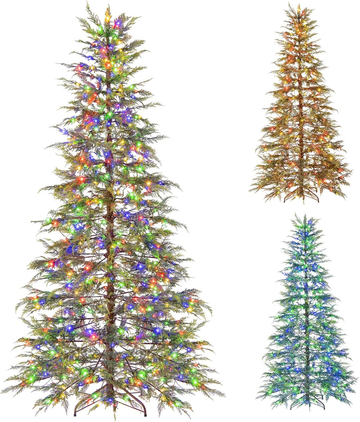 6.5FT / 7.5FT Pre-Lit Hinged Sparse Xmas Fir Tree with Multicolored LED Lights - product view 1