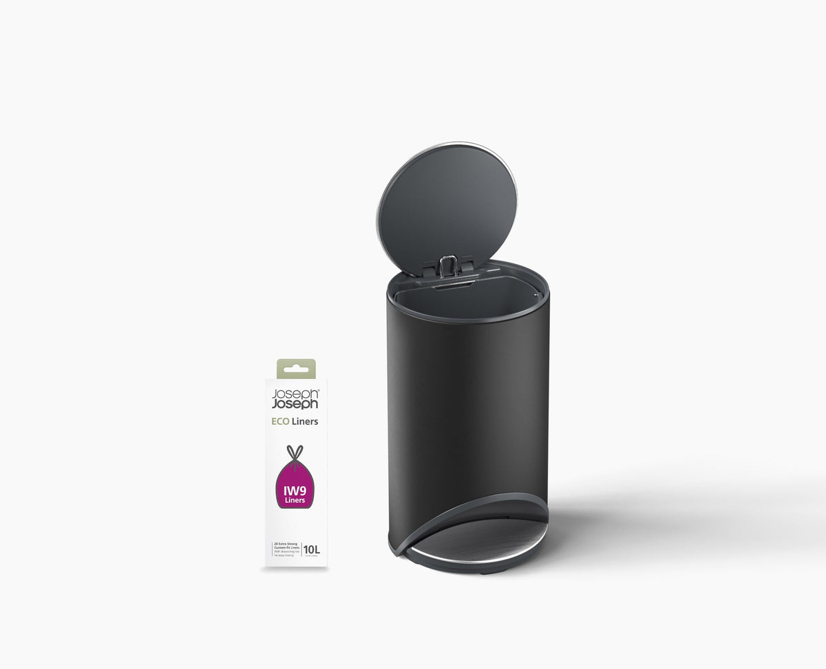 Arc™ 10L Easy-push Matt Black Pedal Trash Can Starter Set - product view 1