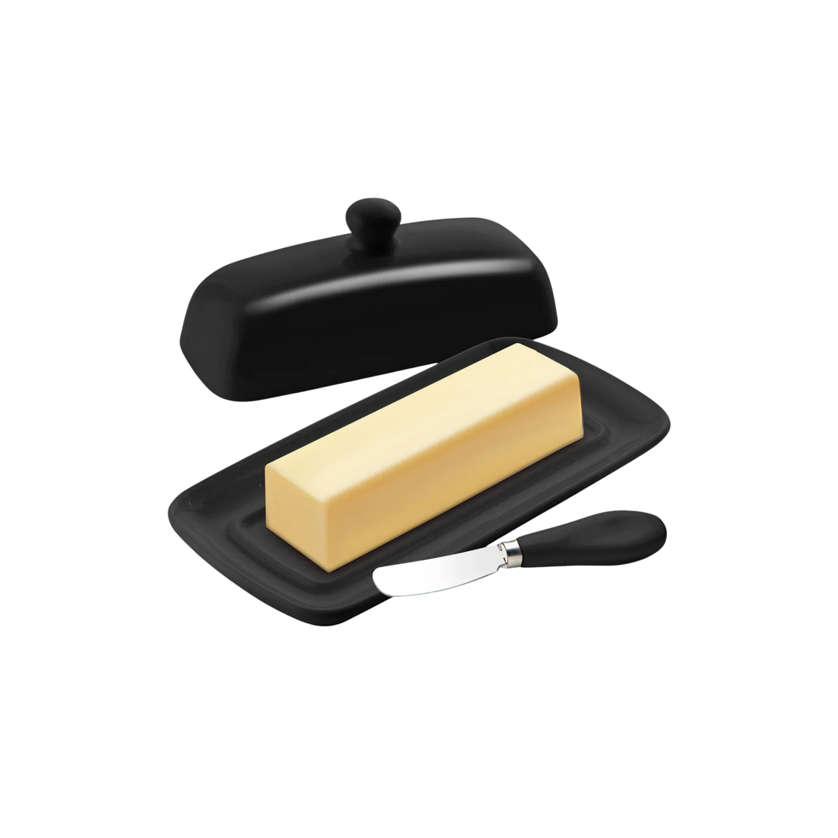 Porcelain Butter Dish With Lid & Knife - product view 1