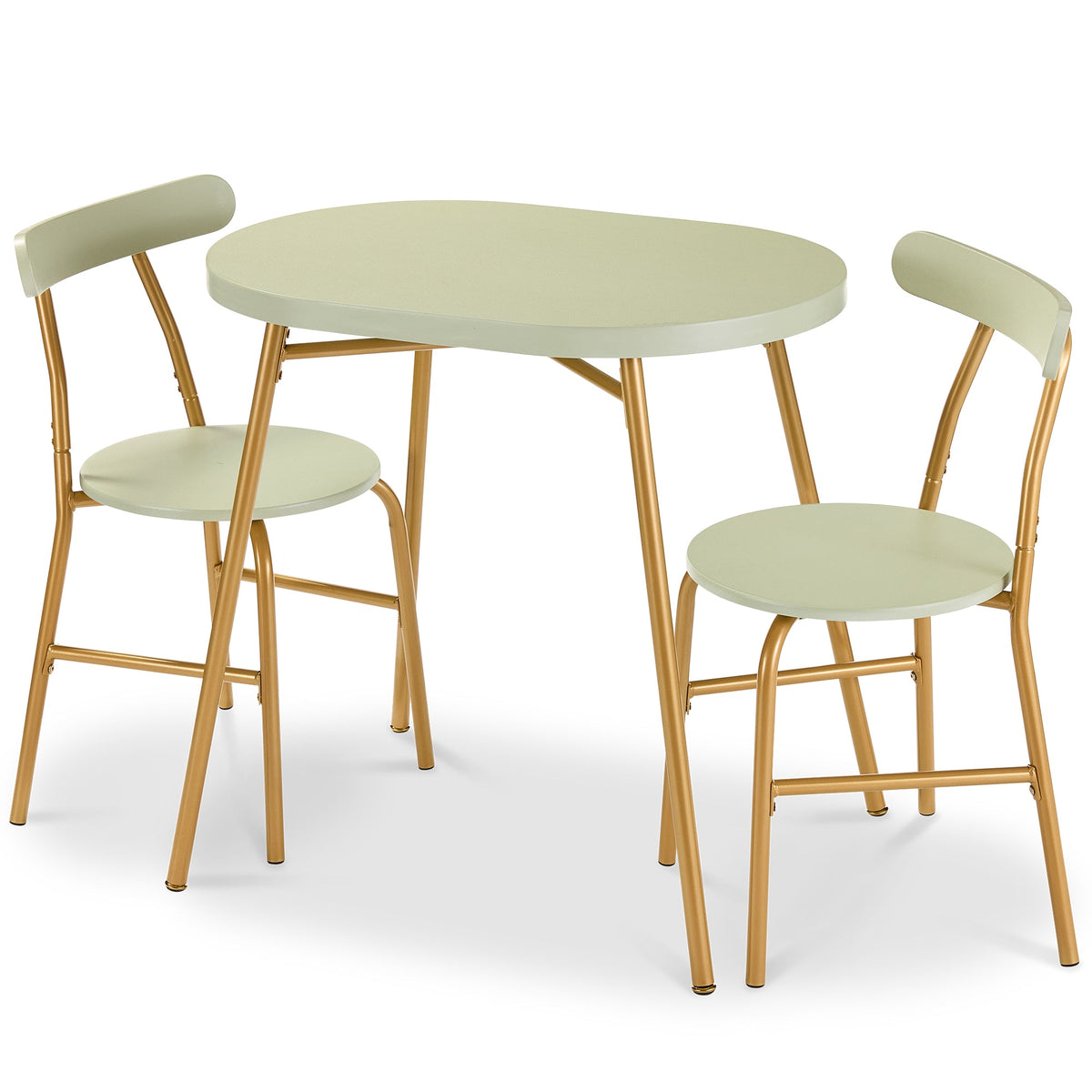 3-Piece Oval Dining Table Set, Small Kitchen Set w/ 2 Chairs - product view 1