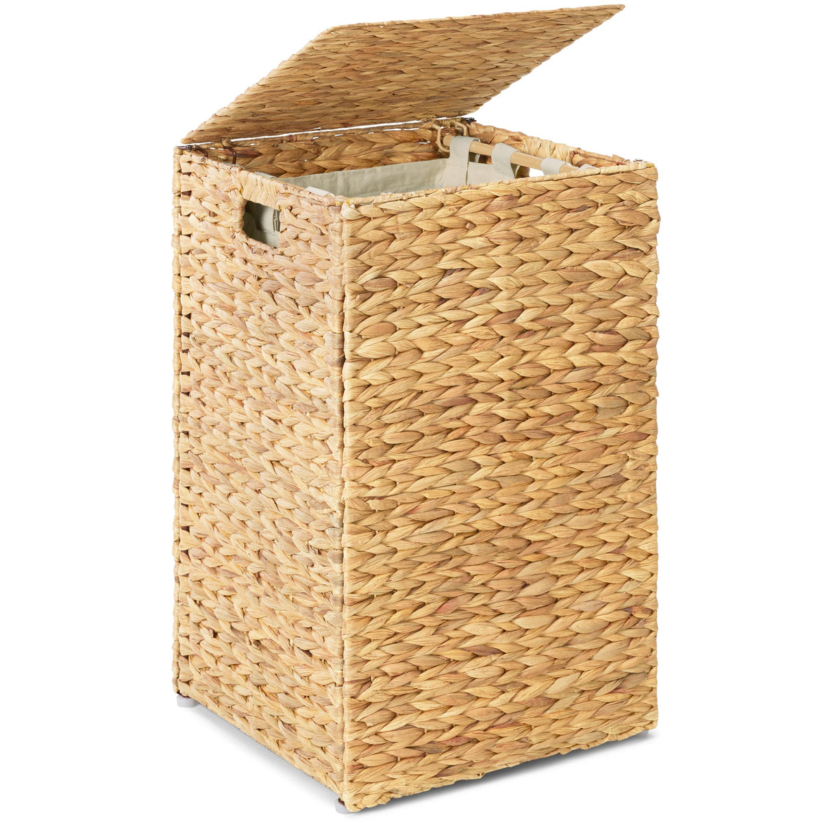 Small Laundry Hamper W/ Lid, Handwoven Laundry Basket, W/ Liner & Handles - product view 1