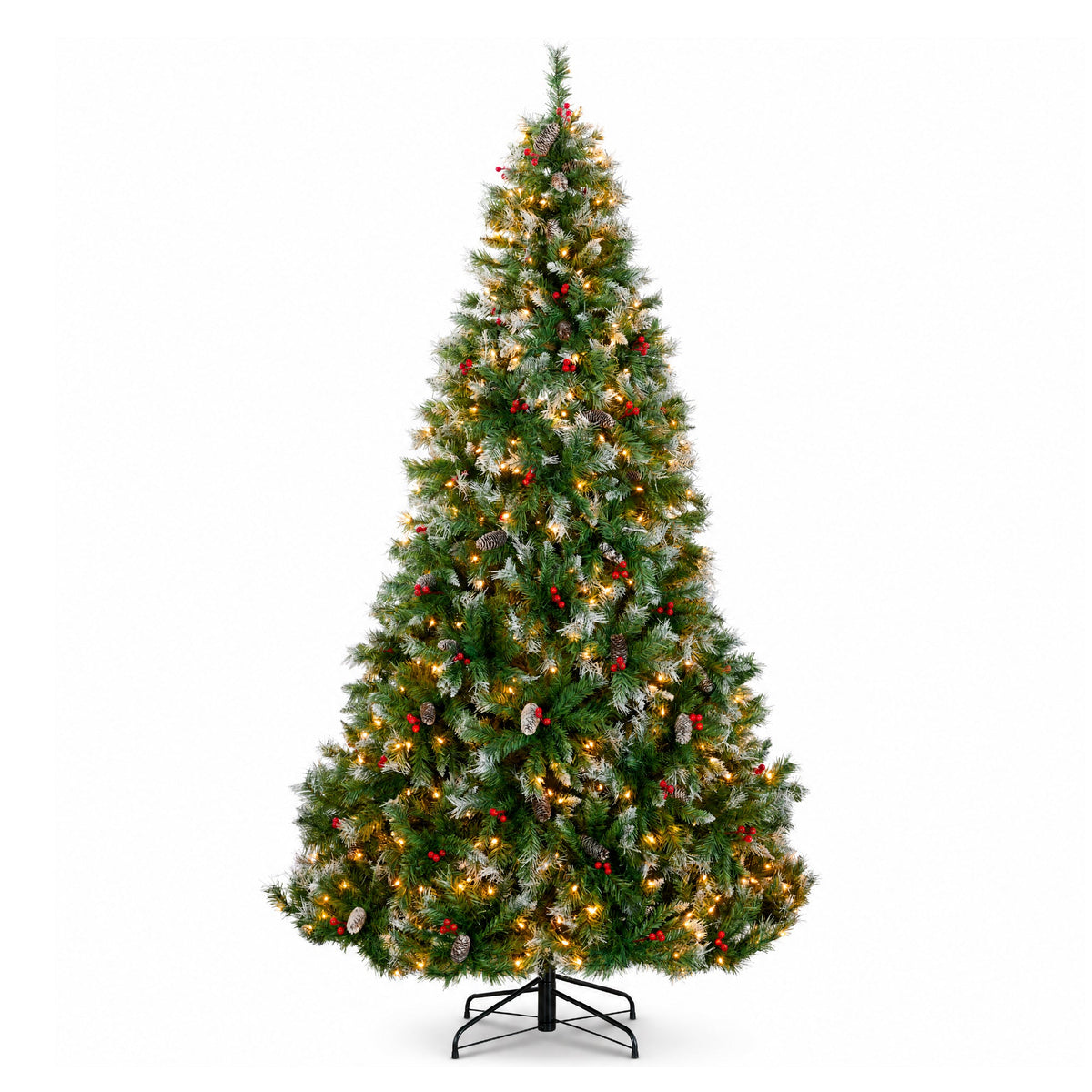 Christmas Tree PreLit Twinkling Lights Pre-Decorated Artificial Frosted Pine - product view 1