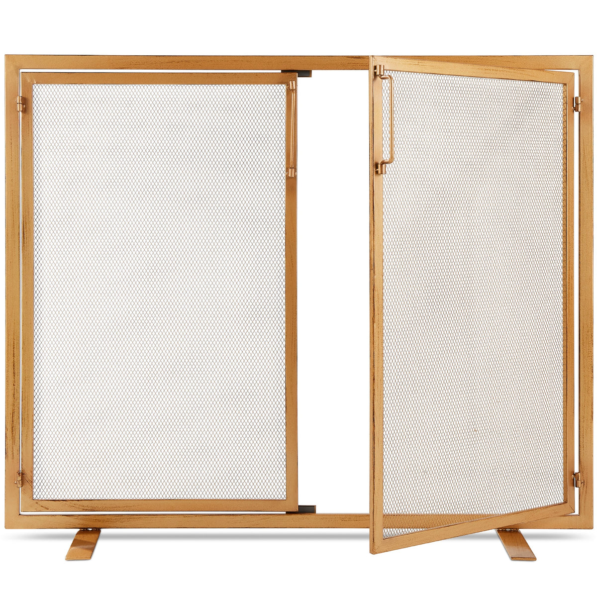 2-Door Wrought Iron Fireplace Screen w/ Magnetic Doors - 38.5x41in - product view 1