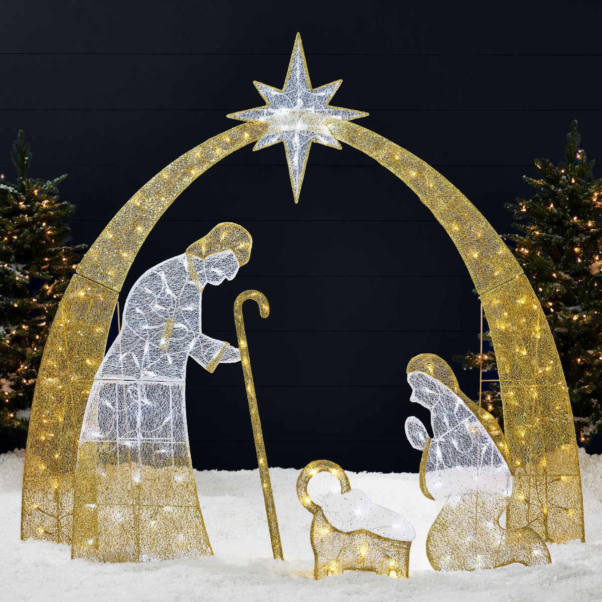 Lighted 2D Christmas Nativity Scene Outdoor Decor w/ Twinkling LED Lights - product view 1