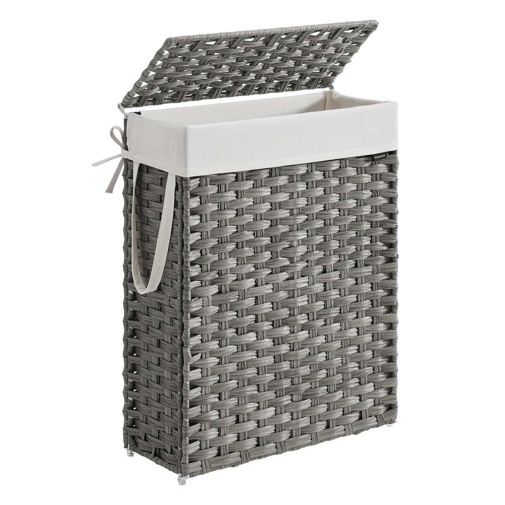 Slim Laundry Hamper with Lid and Handles - product view 1