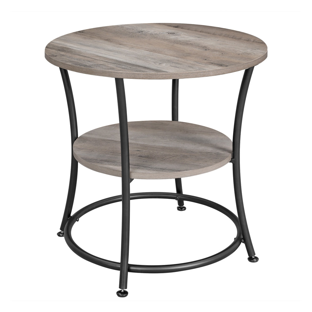 Round End Table with 2 Shelves - product view 1