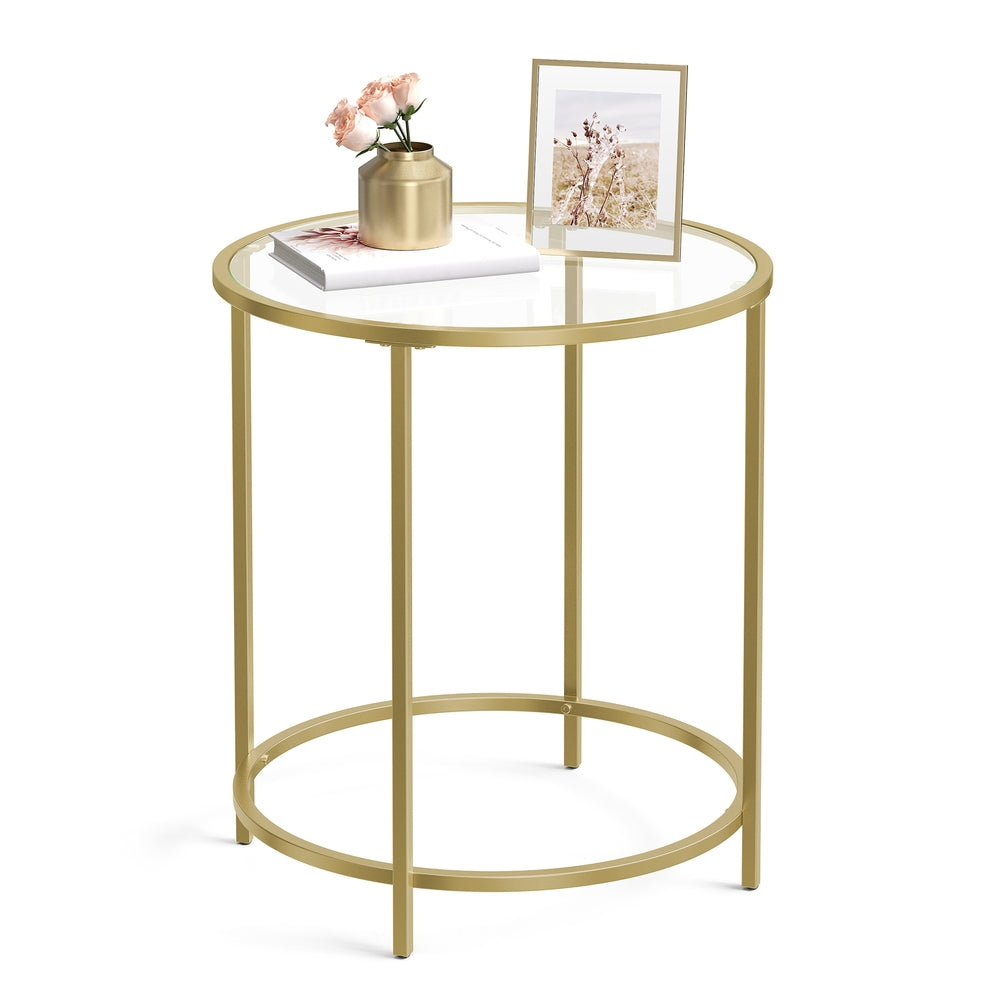 Baris Collection - Glass End Table with Metal Frame - product view 1