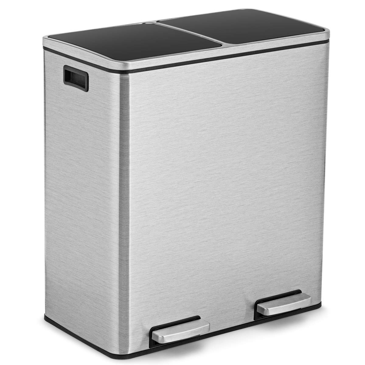 Dual Trash Can, 60 Liter (2x30L)/ 16 Gallon Stainless Steel Step Trash Can - product view 1