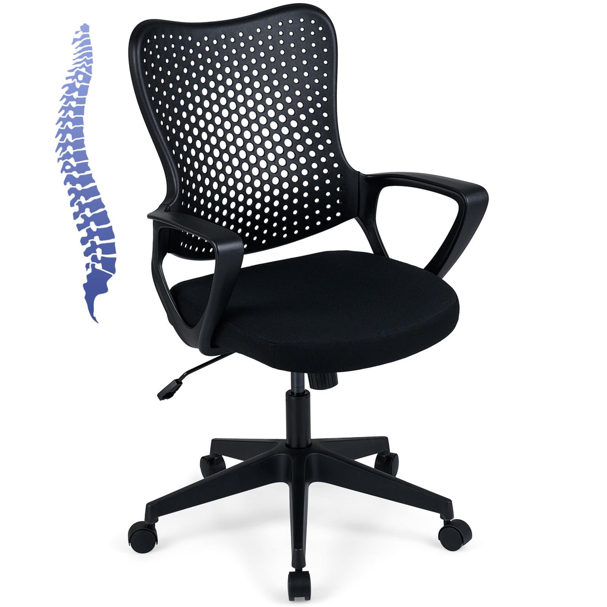 Gianetx Ergonomic Office Chair w/Breathable Butterfly Back & Integrated Armrests (1/2) - product view 1