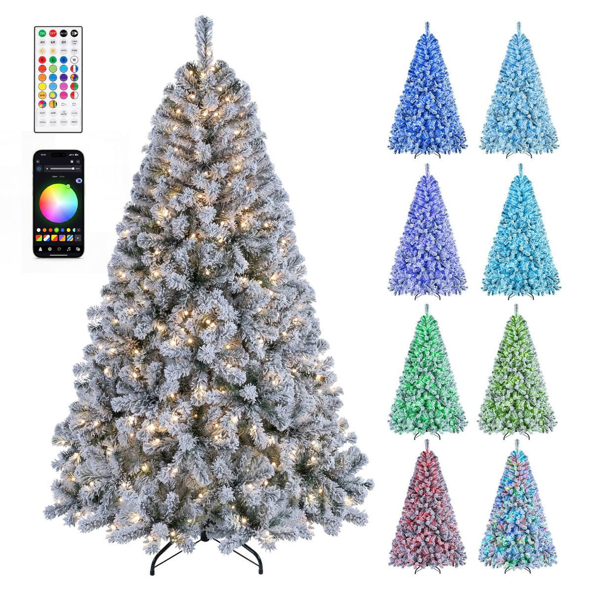 Smart RGB Pencil Christmas Tree with Remote & APP (6 FT) - product view 1