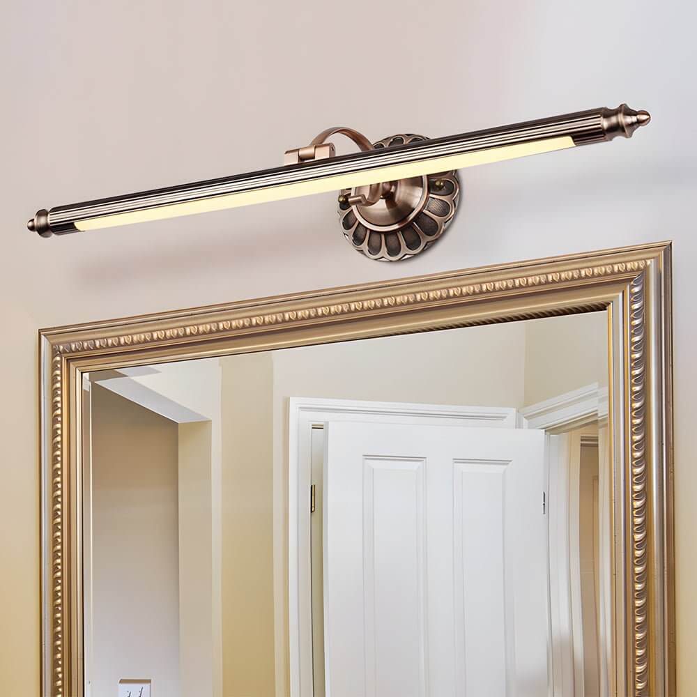Retro Cylinder LED Bathroom Vanity Light with Flower Accents in Bronze Finish - product view 1