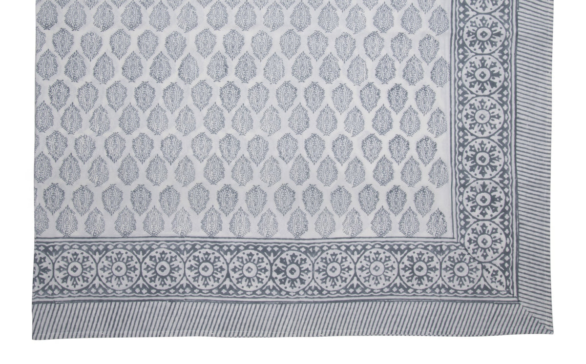 Hand Block Print Tablecloth, Gray - product view 1