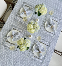 Hand Block Print Tablecloth, Gray - product view 6
