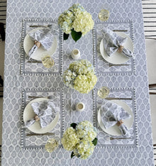 Hand Block Print Tablecloth, Gray - product view 3