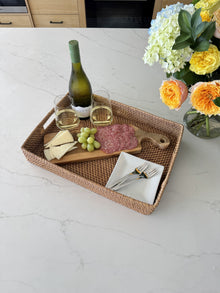 Loma Rectangular Rattan Serving Tray - product view 2