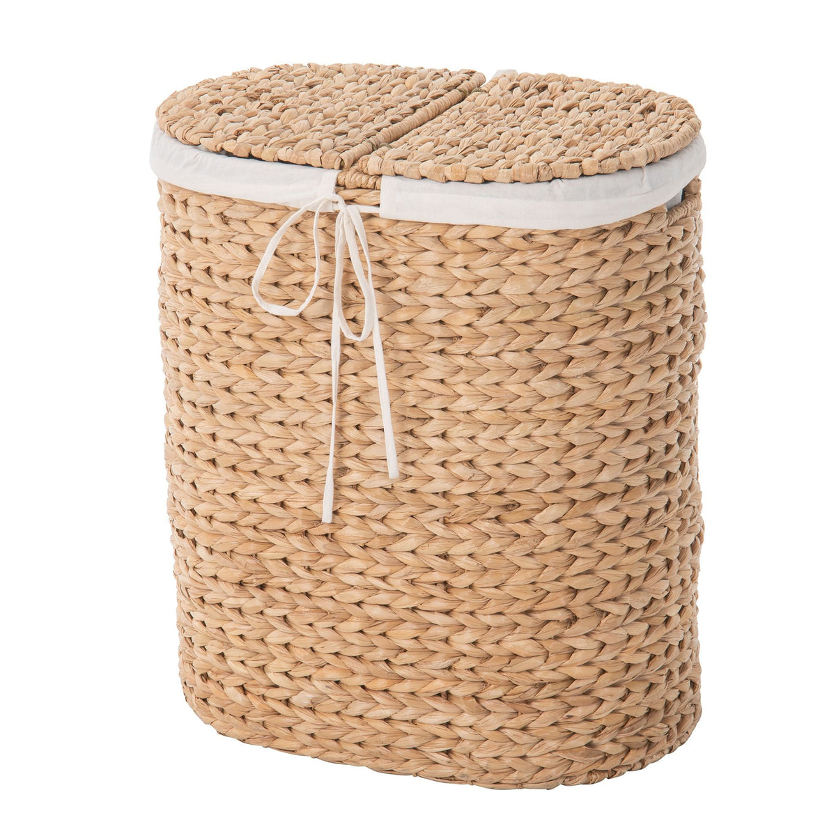 Oval Seagrass Laundry Sorter Hamper w/Liner, Natural - product view 1