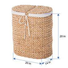 Oval Seagrass Laundry Sorter Hamper w/Liner, Natural - product view 4