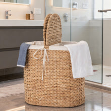 Oval Seagrass Laundry Sorter Hamper w/Liner, Natural - product view 2