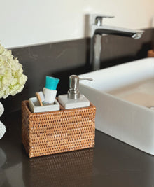 La Jolla Rattan Soap Dispenser and Tumbler and Tootbrush Holder Set - product view 2
