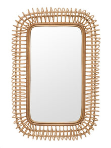 Rattan Coiled Rectangular Wall Mirror, Natural - product view 1