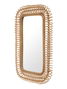 Rattan Coiled Rectangular Wall Mirror, Natural - product view 7