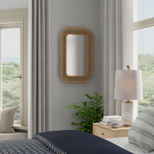Rattan Coiled Rectangular Wall Mirror, Natural - product view 3
