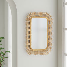 Rattan Coiled Rectangular Wall Mirror, Natural - product view 6