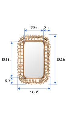 Rattan Coiled Rectangular Wall Mirror, Natural - product view 4