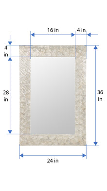 Capiz Seashell Mosaic Rectangular Decorative Wall Mirror, Pearlescent White - product view 4