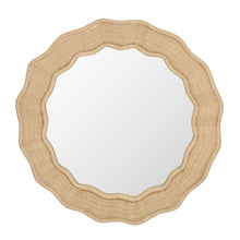 Scalloped Wicker Round Wall Mirror, Diameter 39.5 in, Natural - product view 1