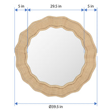 Scalloped Wicker Round Wall Mirror, Diameter 39.5 in, Natural - product view 4