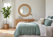 Scalloped Wicker Round Wall Mirror, Diameter 39.5 in, Natural - product view 6