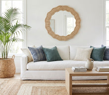 Scalloped Wicker Round Wall Mirror, Diameter 39.5 in, Natural - product view 2