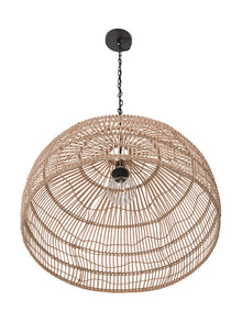 Luhu Open Weave Cane Rib Dome Pendant Lamp, Natural - product view 7