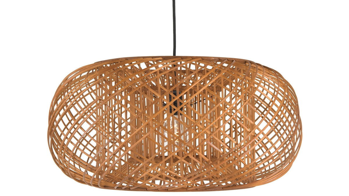 Bamboo Crisscross Pendant Lamp, Rustic Brown - product view 1