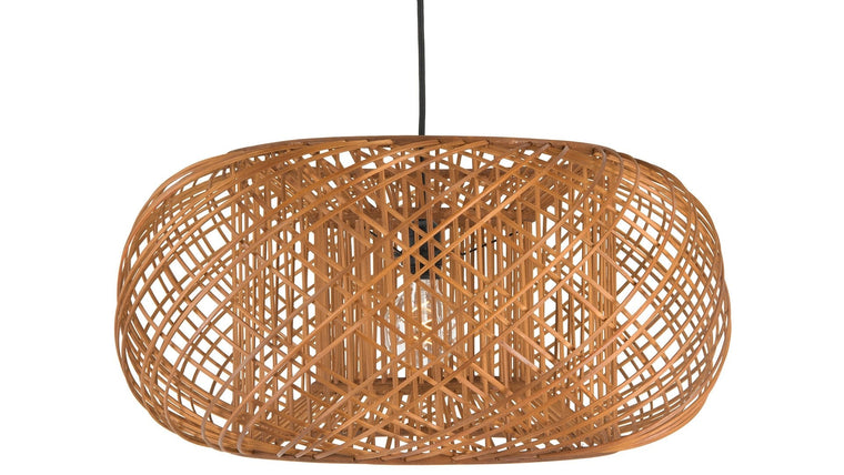 Bamboo Crisscross Pendant Lamp, Rustic Brown - product view 1