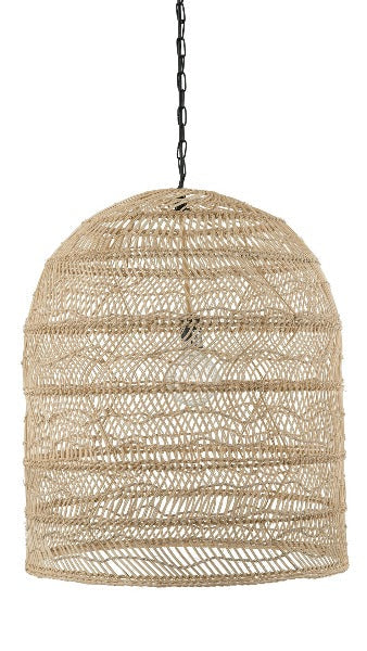 Luhu Open Weave Cane Rib Cloche Pendant Lamp, Natural - product view 1