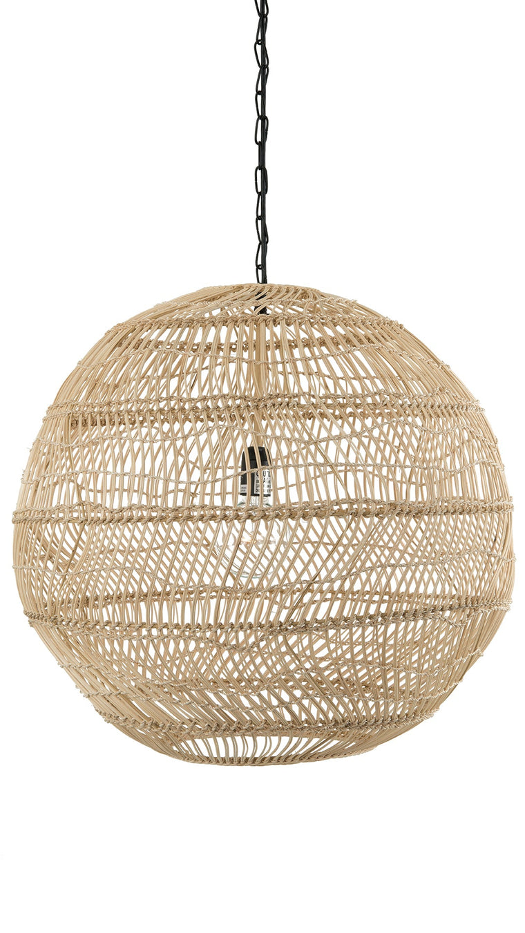 Luhu Open Weave Cane Rib Ball Pendant Lamp, Natural - product view 1