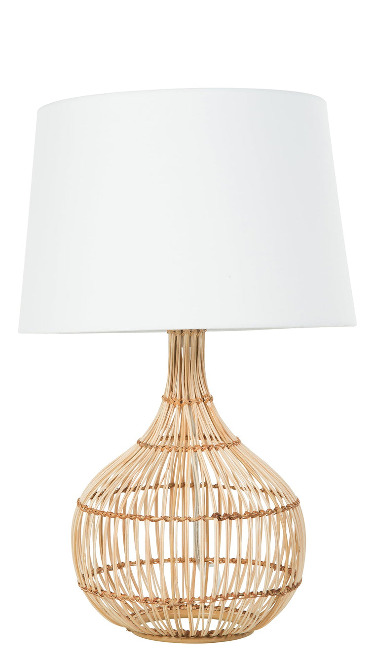 Luhu Cane Rib Bulb Table Lamp, Natural with White Shade - product view 1