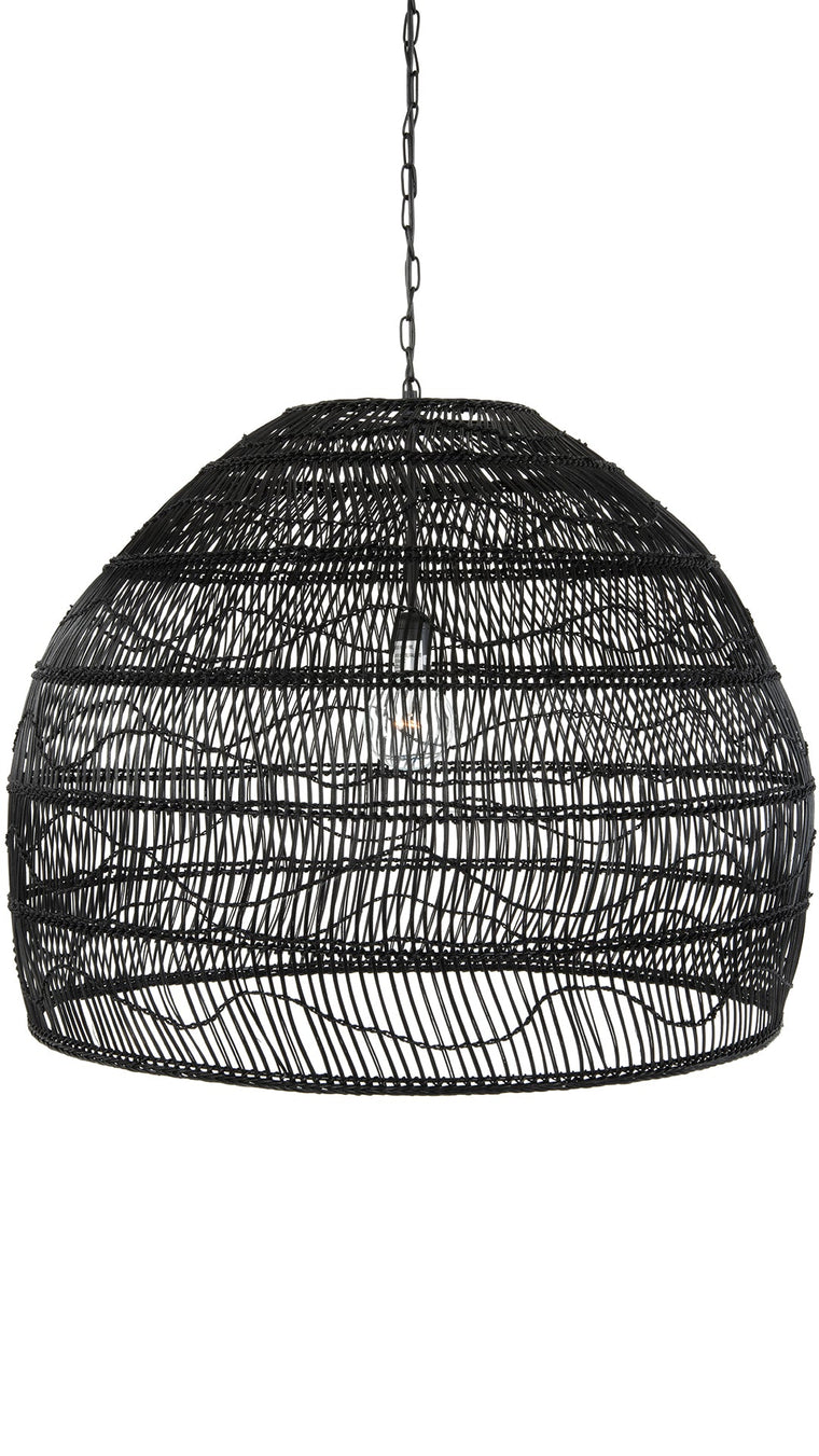 Luhu Open Weave Cane Rib Bell Pendant Lamp, Extra Large, Black - product view 1