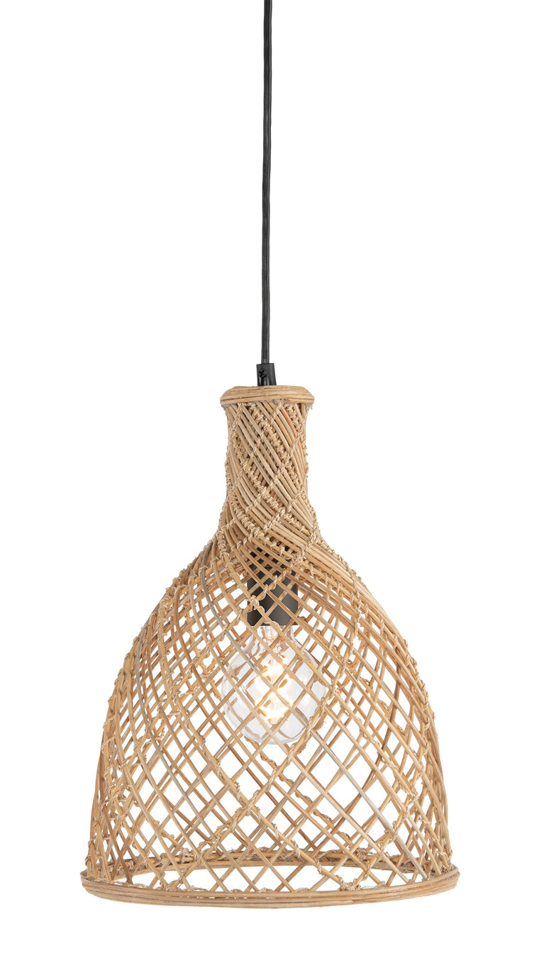 Bottle Cane Rib Open Weave Pendant Lamp, Natural - product view 1