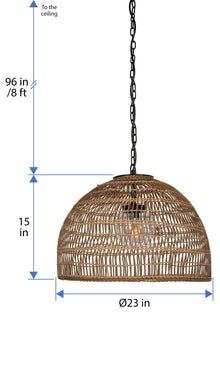 Luhu Open Weave All Weather Cane Rib Outdoor Dome Pendant Lamp - product view 4