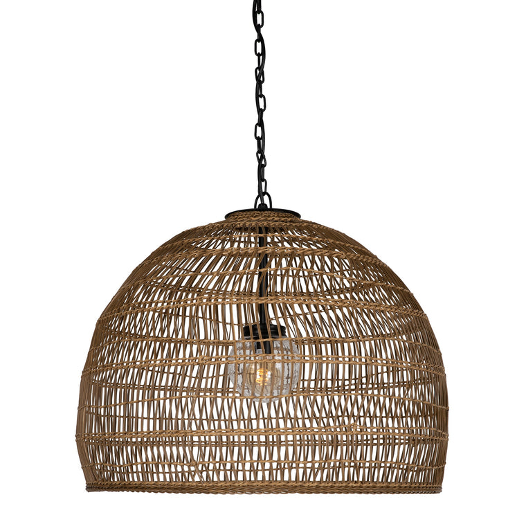 Luhu Open Weave All Weather Cane Rib Outdoor Bell Pendant Lamp - product view 1
