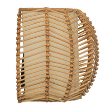 Wicker Rib Half-Sphere Indoor Wall Sconce with Whie Fabric Light Diffuser, Natural - product view 6