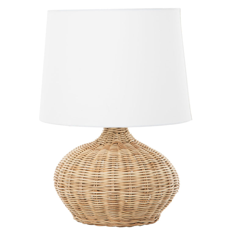 Modern Wicker Base Table Lamp with White Shade - Stylish Home Lighting - product view 1