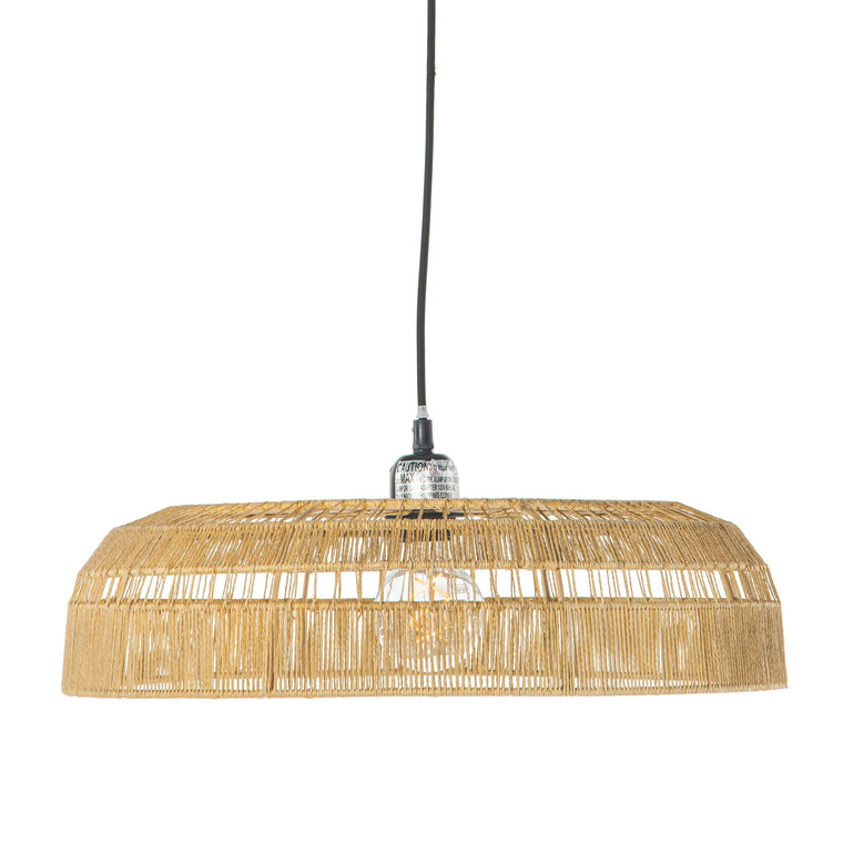 Round Open Weave 20 in. Basket Pendant Lamp in Paper Rope, Natural - product view 1