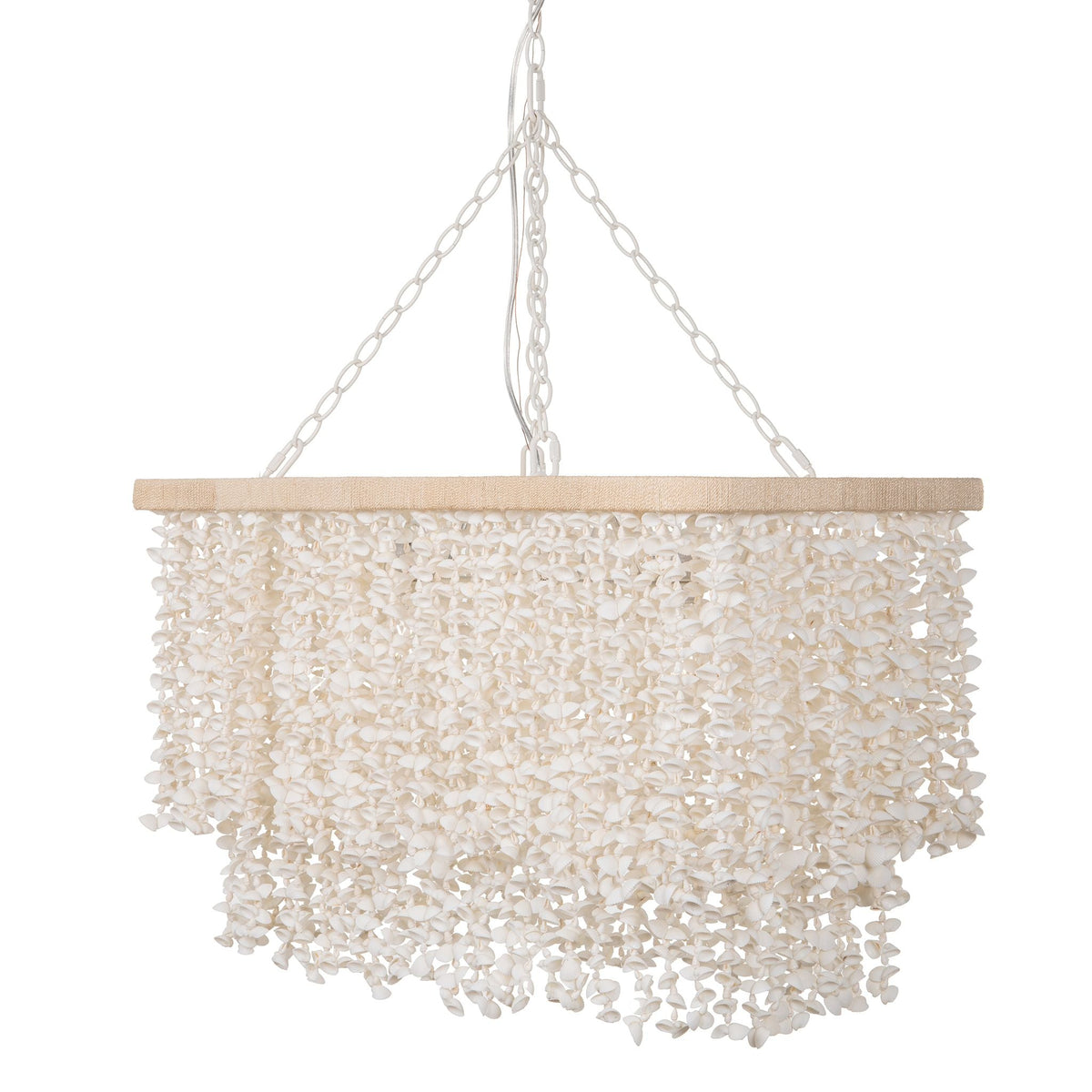 Hanging Lamp with White Clam Shell Curtain - Dining Table Lighting with Hanging Clamshells - product view 1