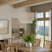 Hanging Lamp with White Clam Shell Curtain - Dining Table Lighting with Hanging Clamshells - product view 2